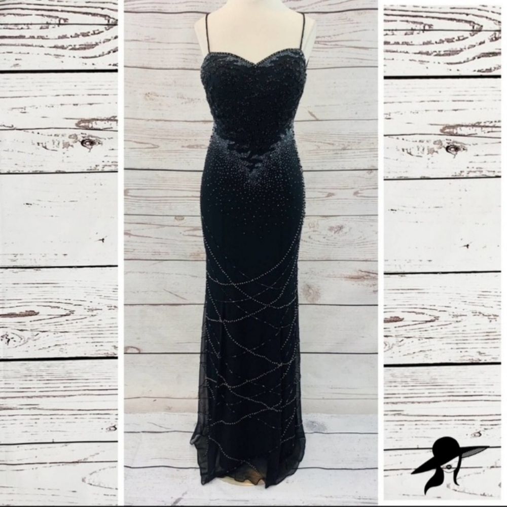 Alyce black fully beaded gown stunning beads